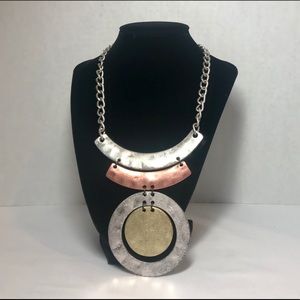 Silvertone Goldtone Bronzetone Necklace w Extender